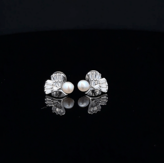 Pearl Leaf Earrings