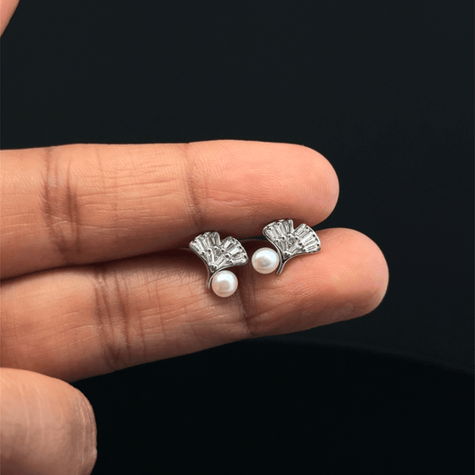 Pearl Leaf Earrings