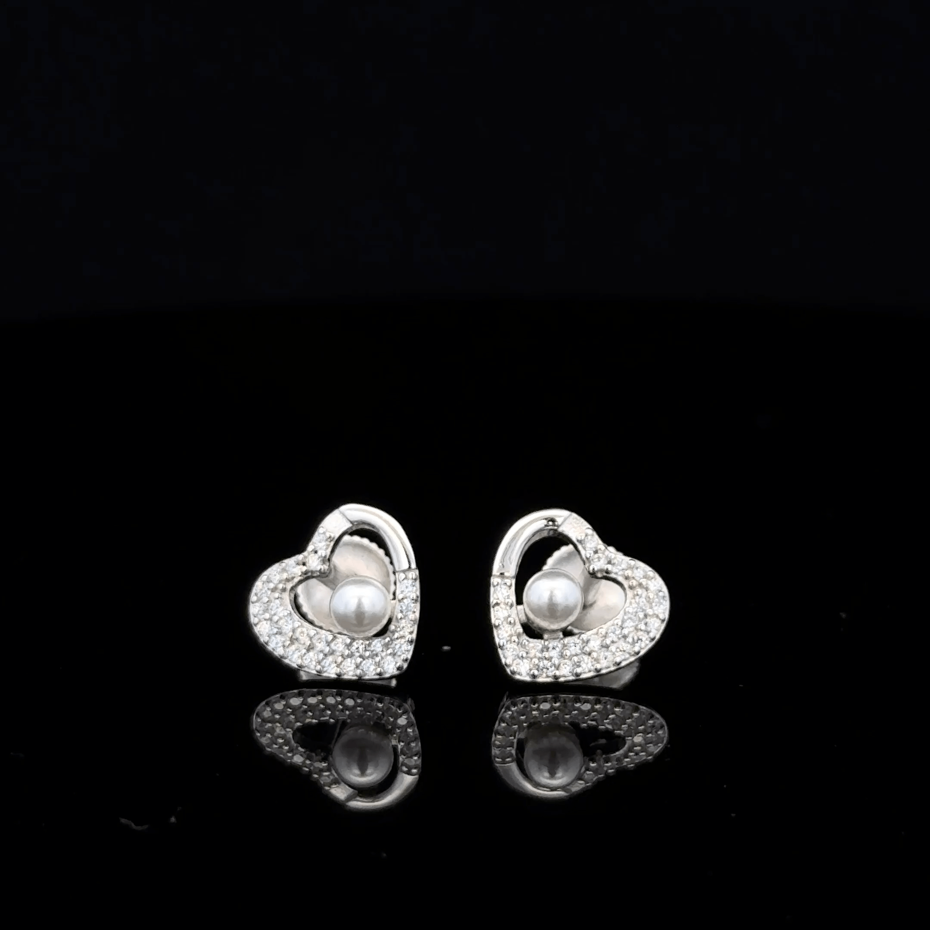 Pearl Heart Earrings