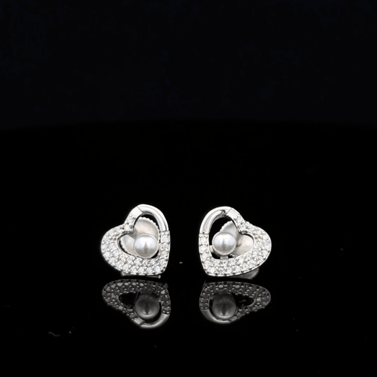 Pearl Heart Earrings