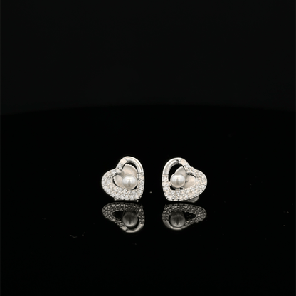 Pearl Heart Earrings