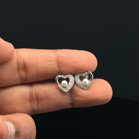 Pearl Heart Earrings
