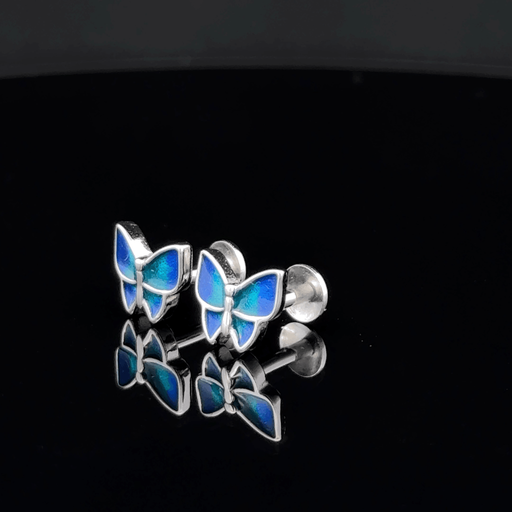 Small Blue Butterfly Earrings