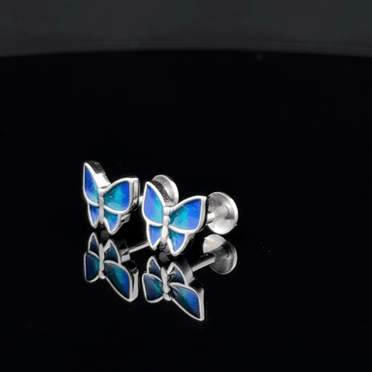 Small Blue Butterfly Earrings