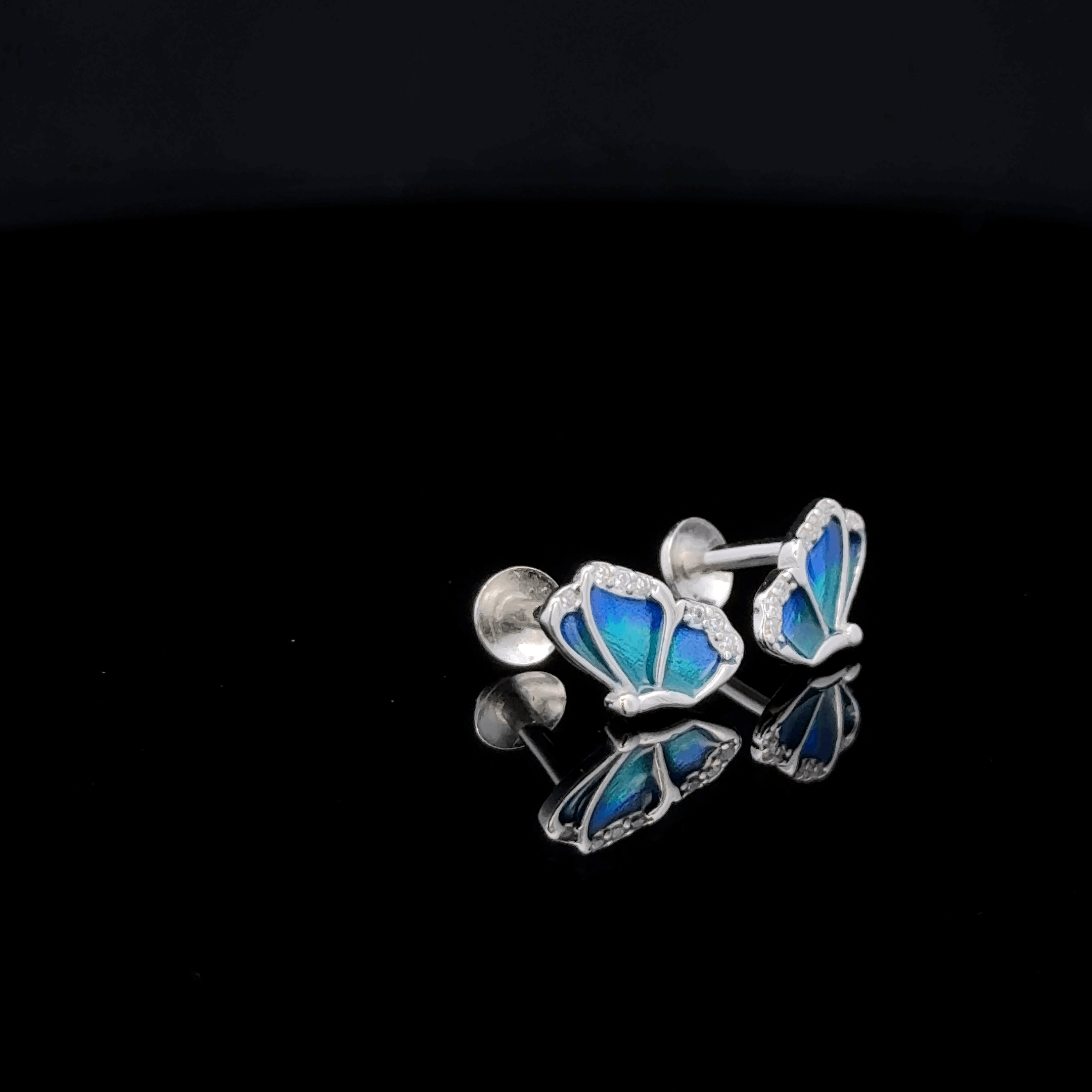 Small Blue Butterfly Earrings