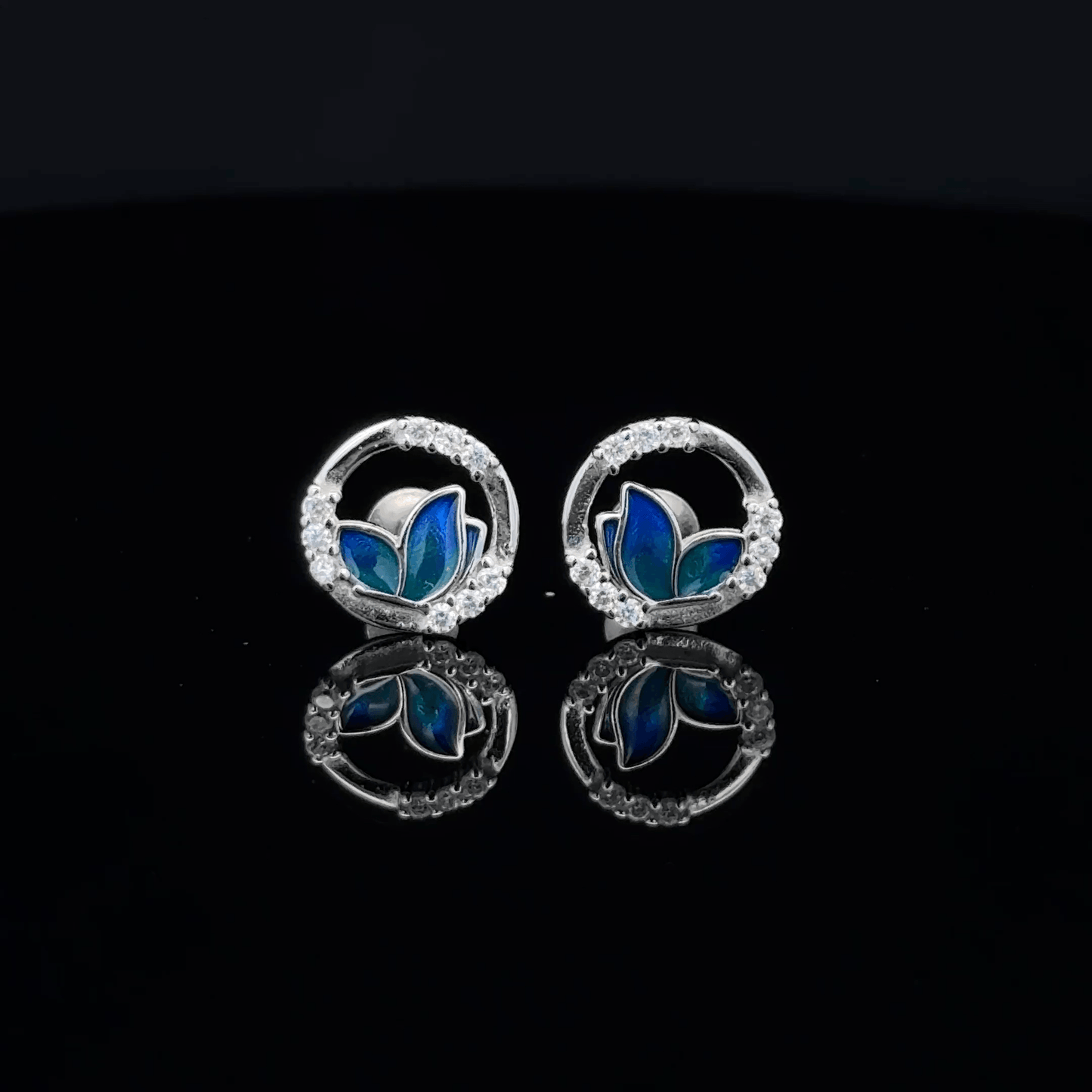 CIRCLE Blue Butterfly Earrings