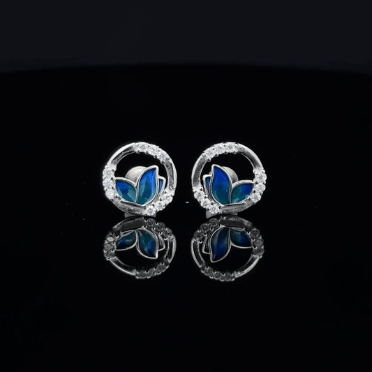 CIRCLE Blue Butterfly Earrings