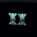 Light Green and Blue Butterfly Earrings