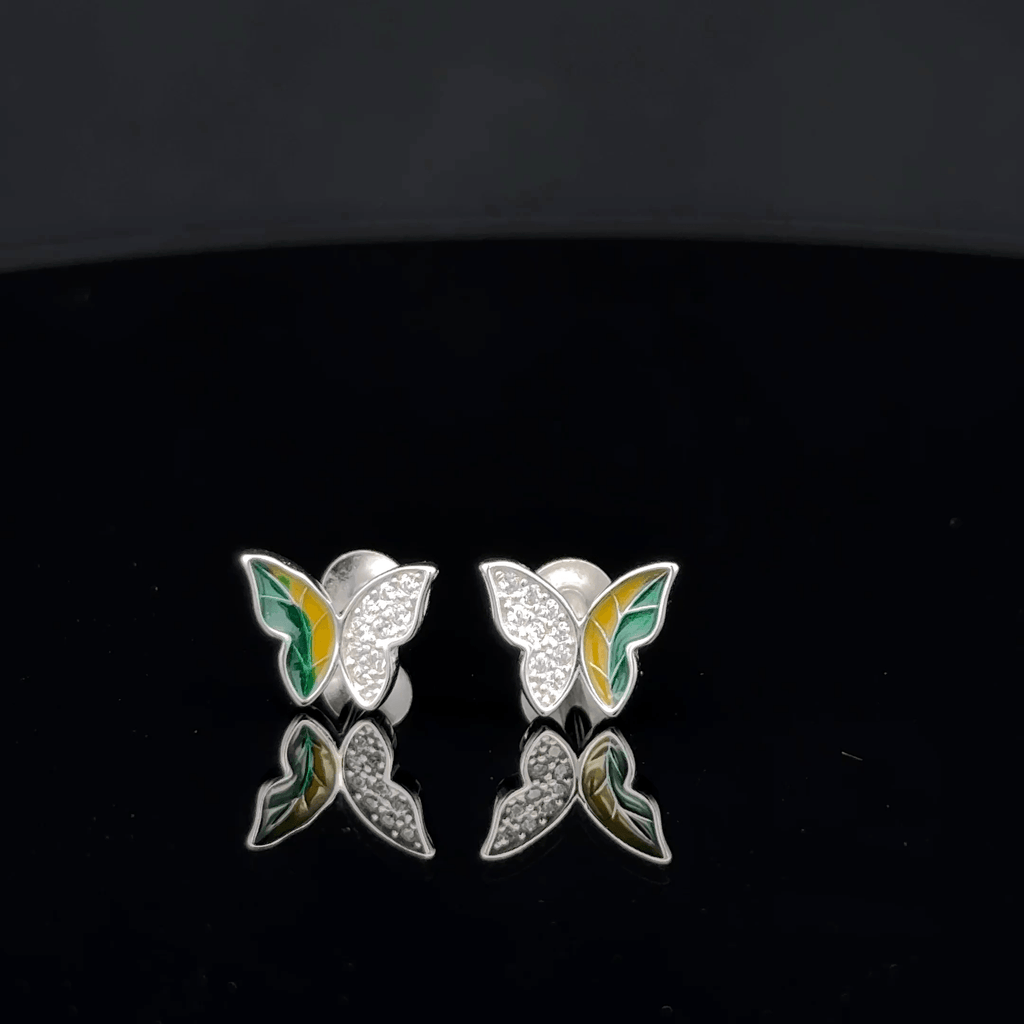 Green Yellow Butterfly Earrings