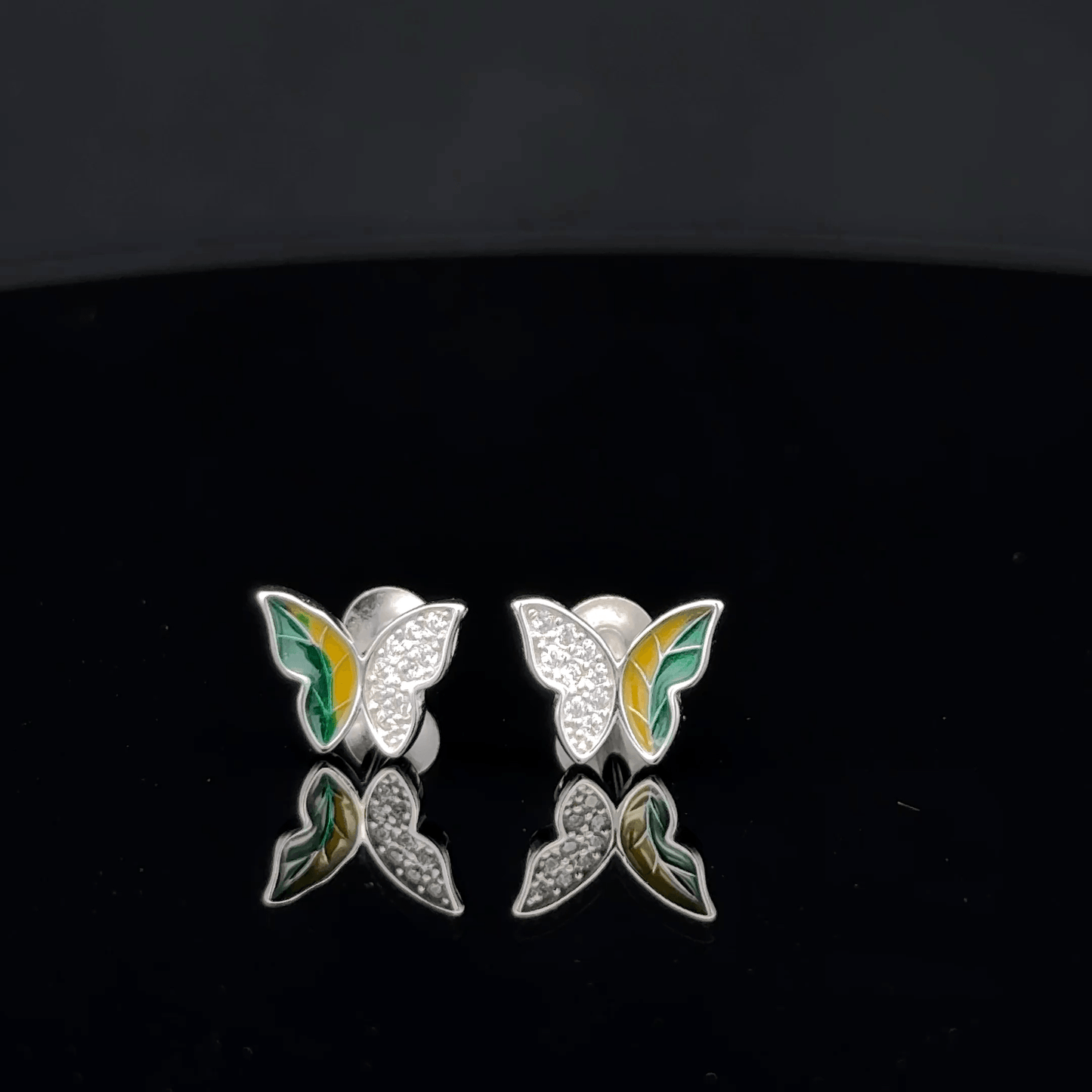 Green Yellow Butterfly Earrings