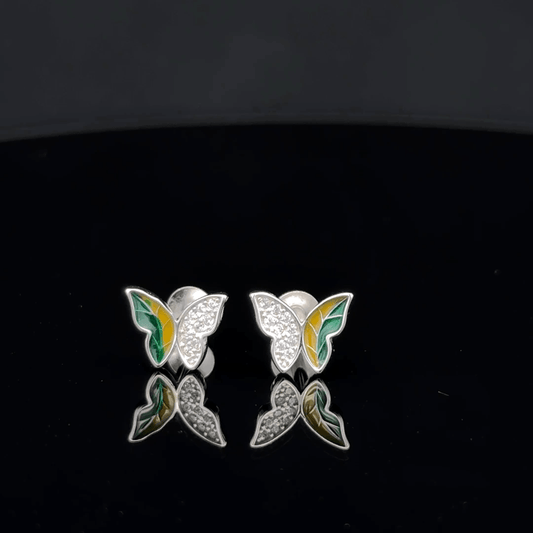 Green Yellow Butterfly Earrings