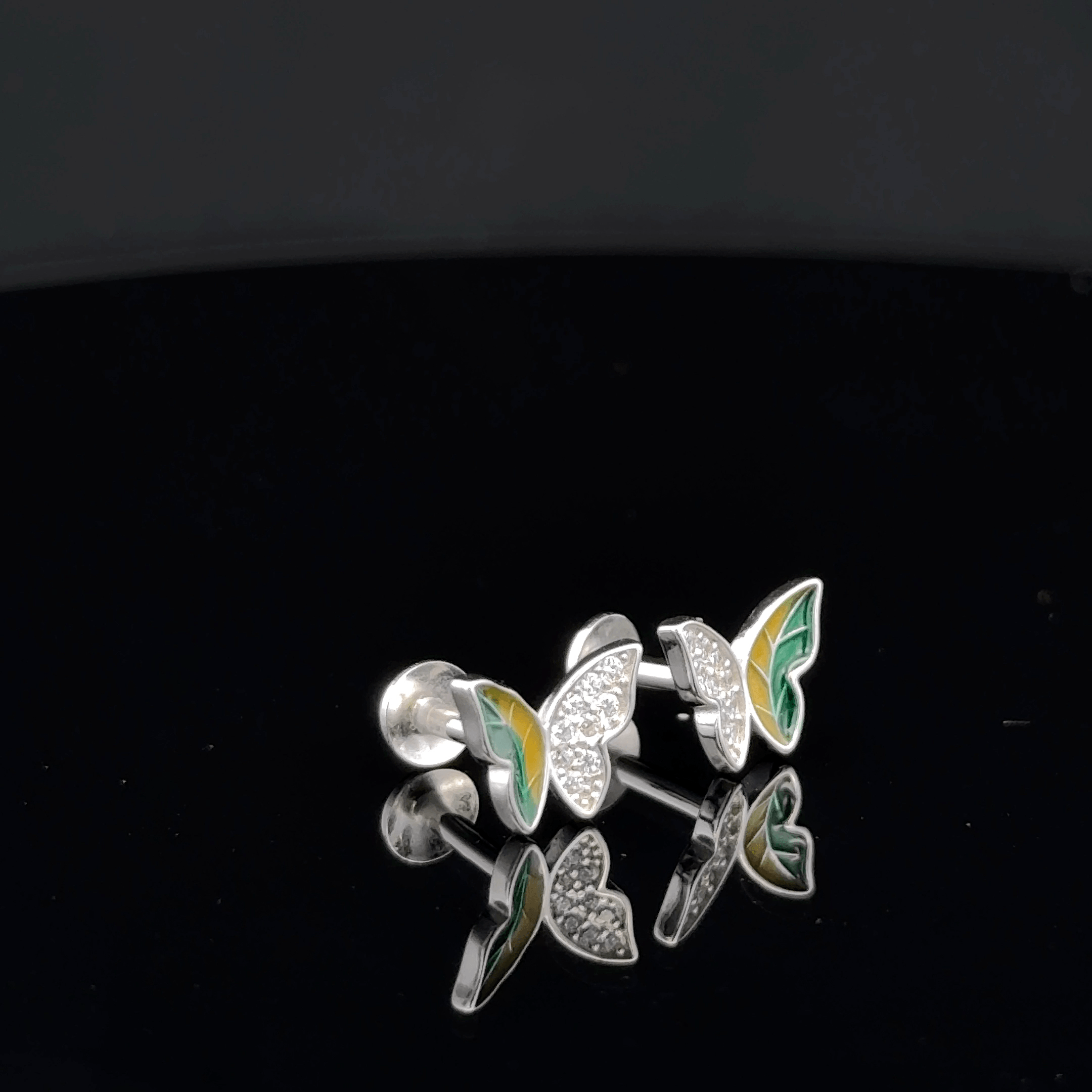 Green Yellow Butterfly Earrings