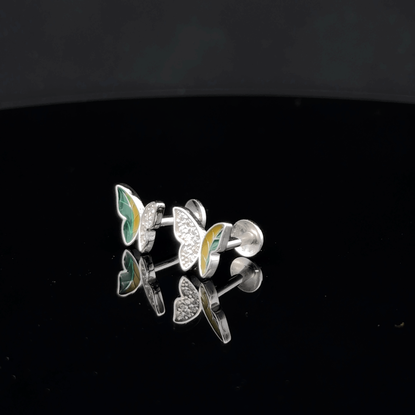 Green Yellow Butterfly Earrings