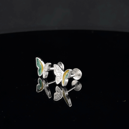 Green Yellow Butterfly Earrings