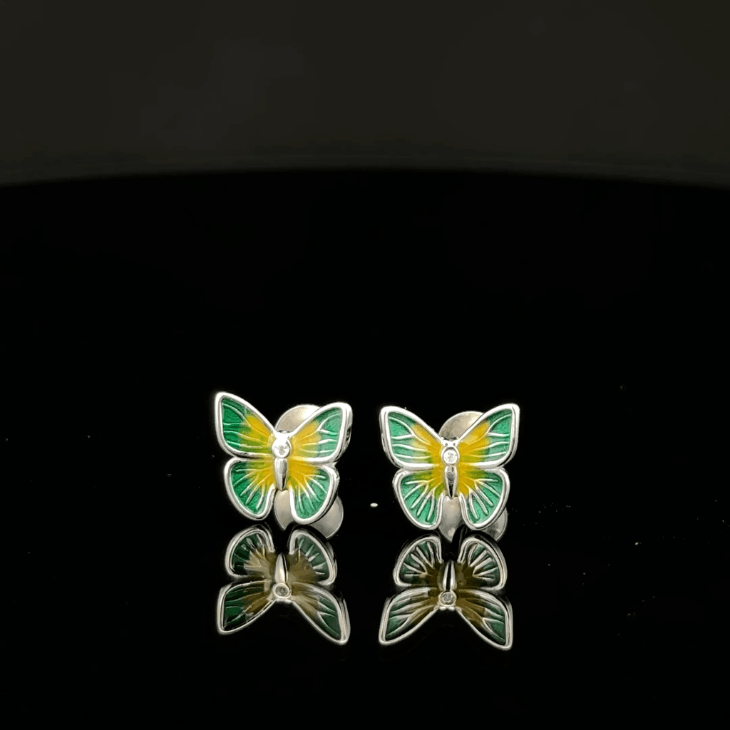 Green Yellow Butterfly Earrings