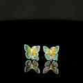Green Yellow Butterfly Earrings
