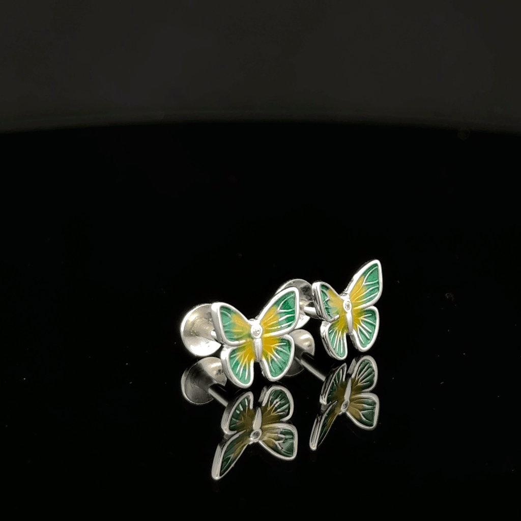 Green Yellow Butterfly Earrings
