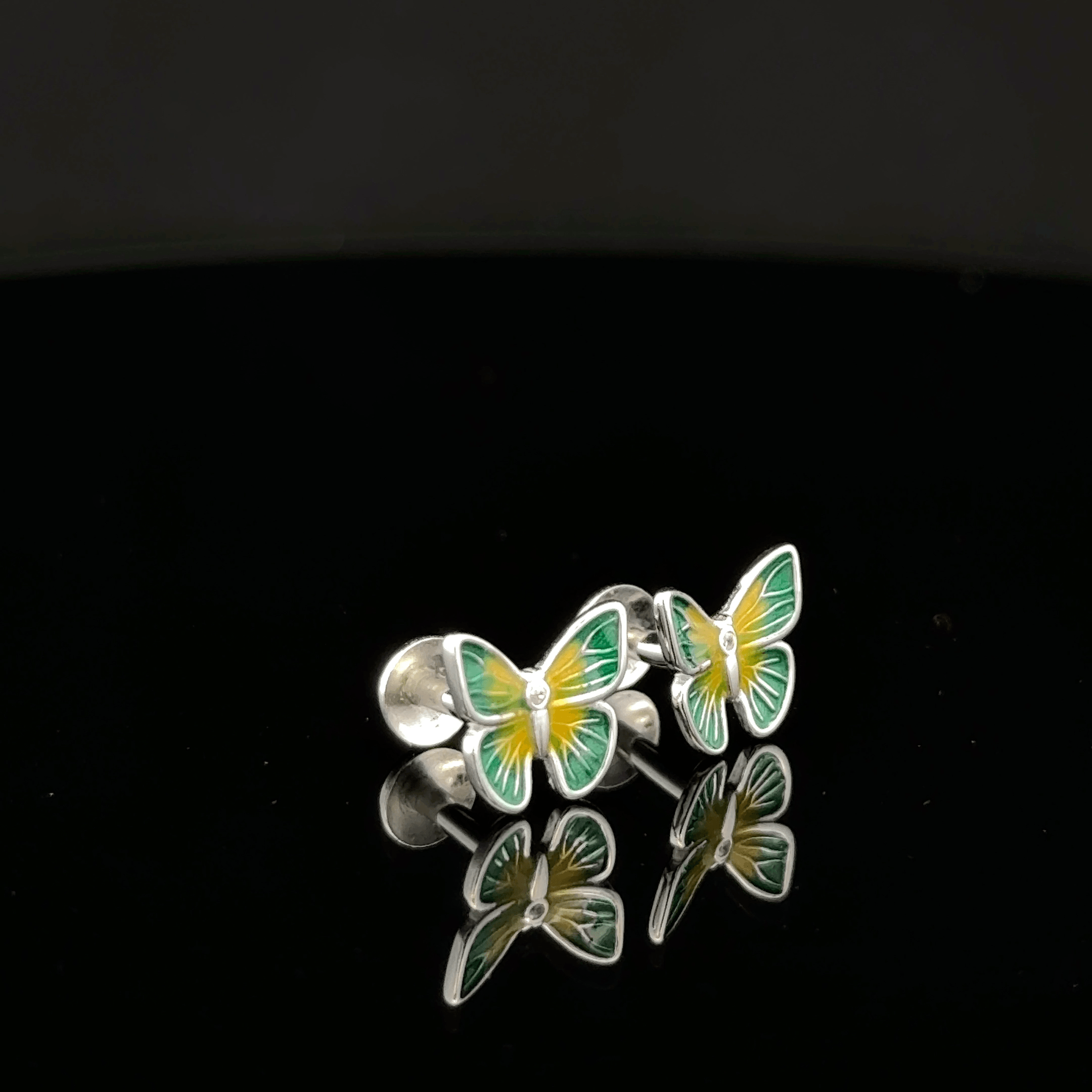Green Yellow Butterfly Earrings
