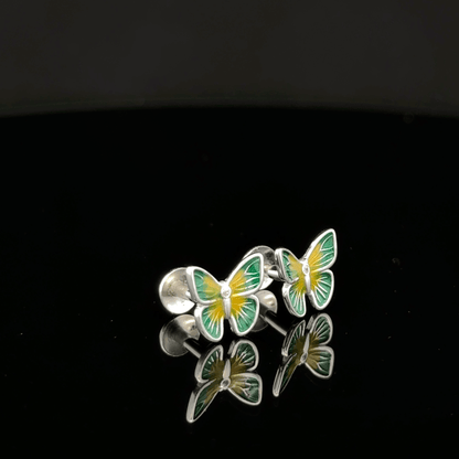 Green Yellow Butterfly Earrings