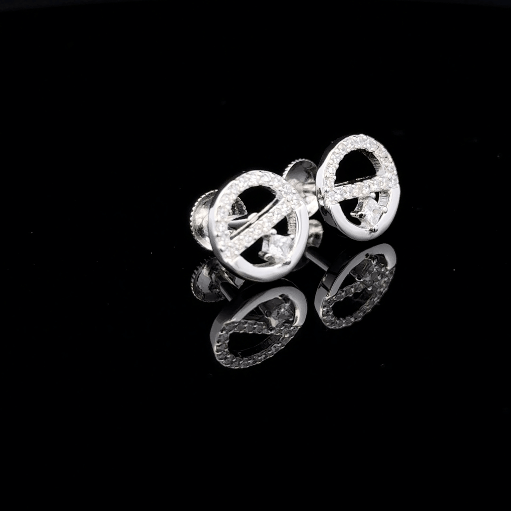 Round Open-Frame Earrings with Square Crystal