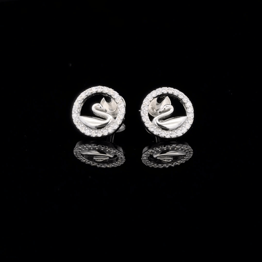 Open Circle Swan Earrings