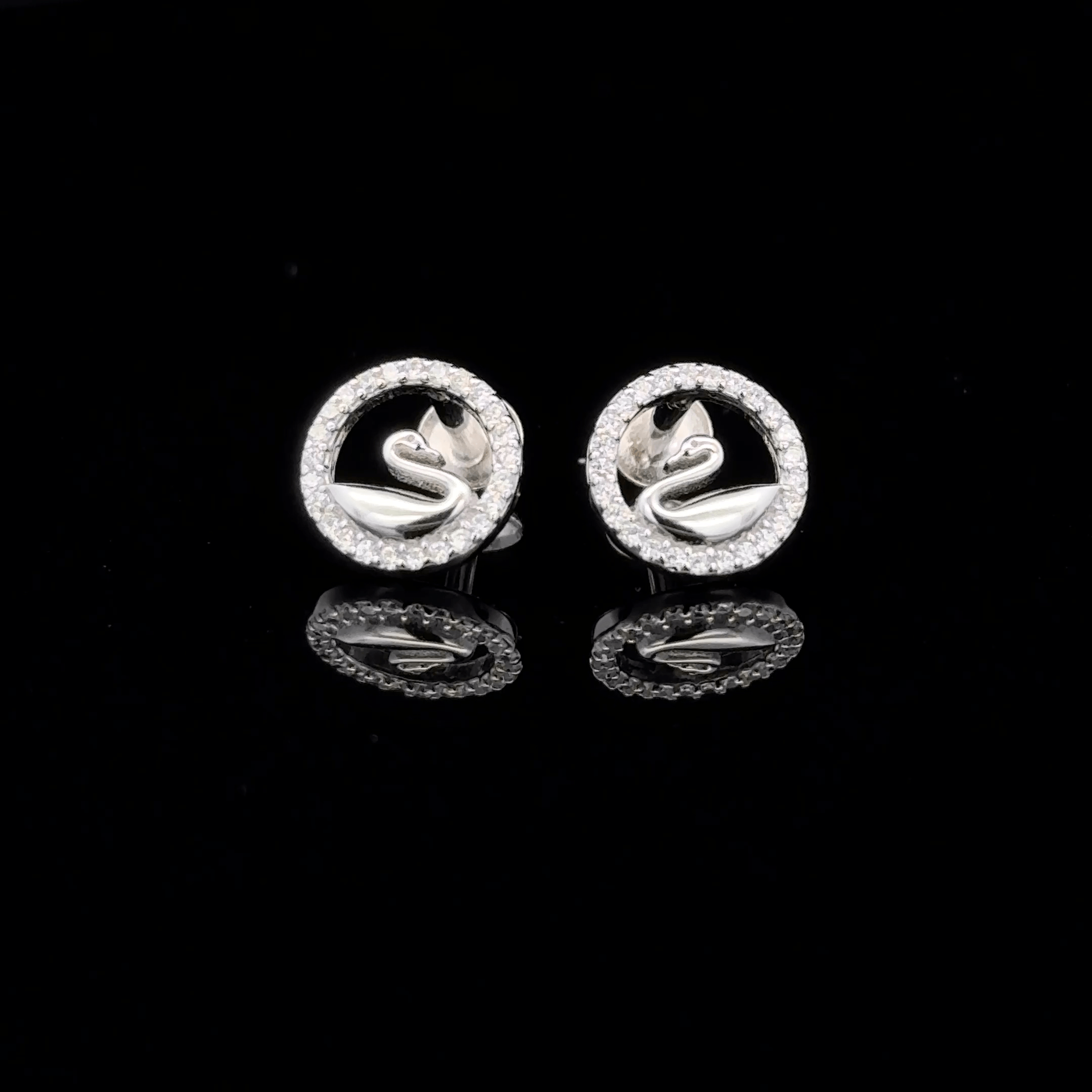 Open Circle Swan Earrings