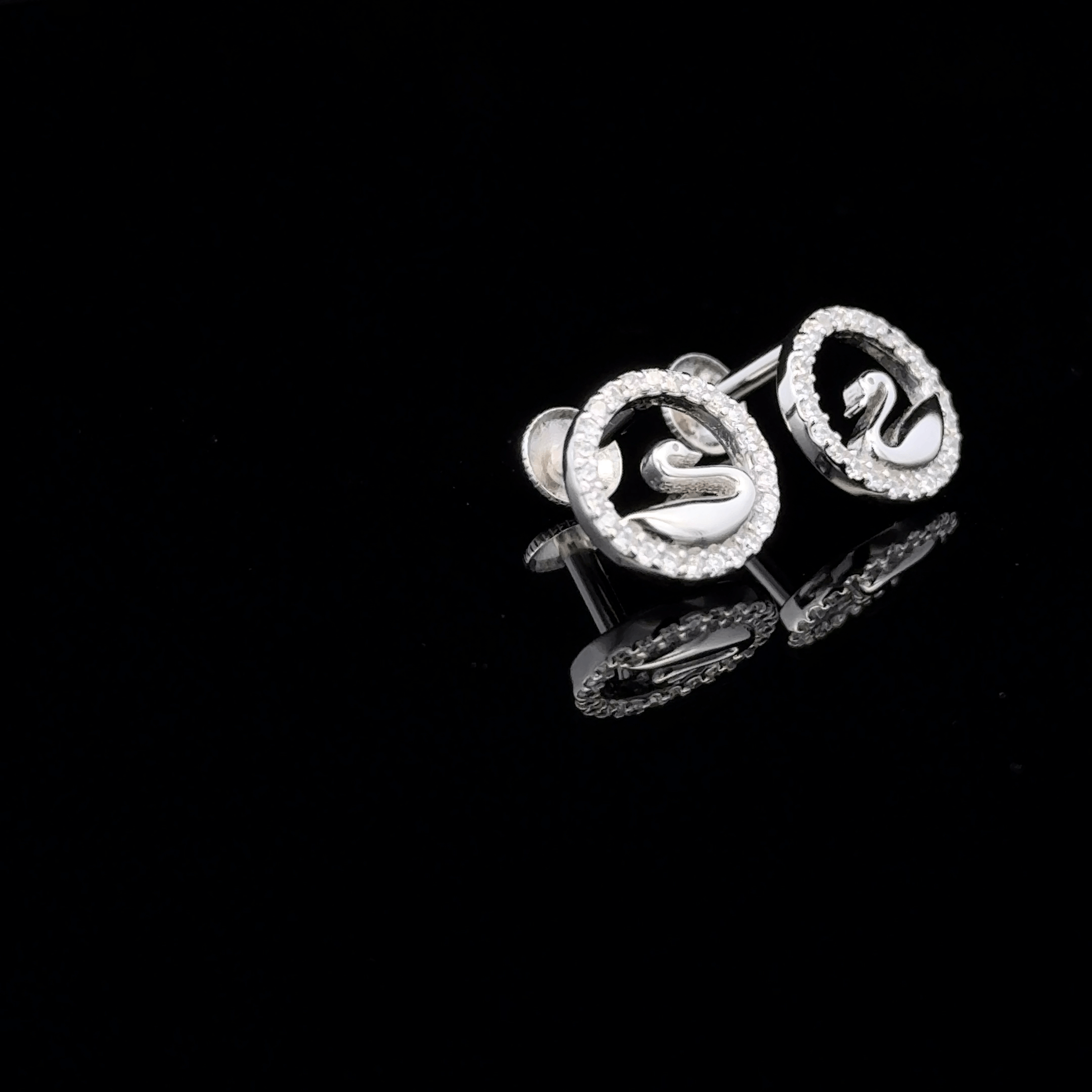 Open Circle Swan Earrings