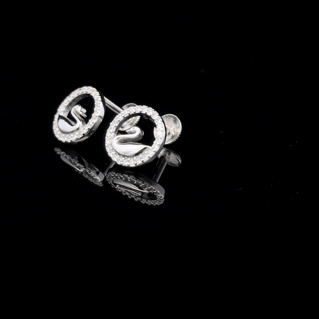 Open Circle Swan Earrings