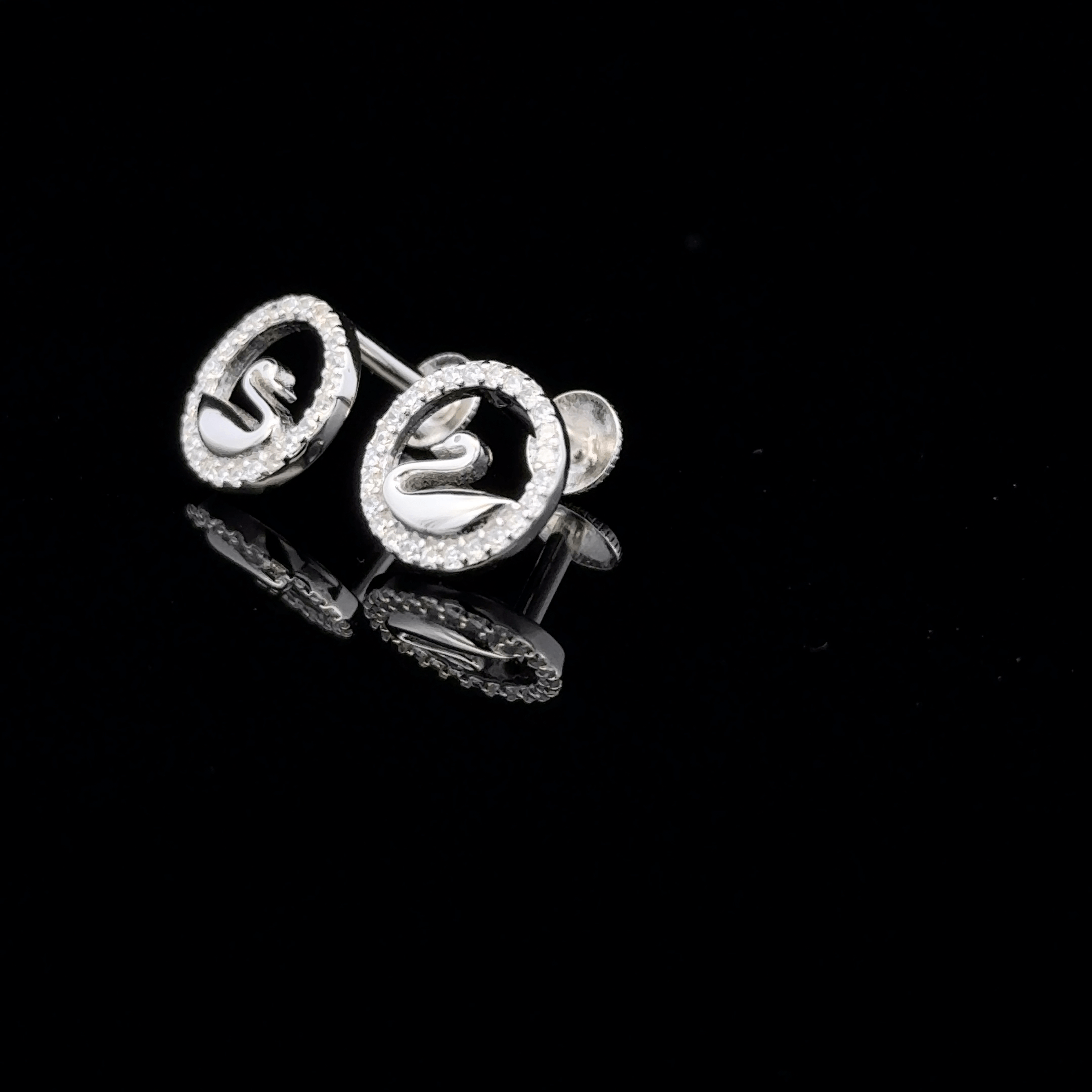 Open Circle Swan Earrings