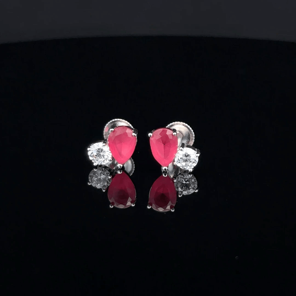 Two-Stone Pear and Round Cluster Earrings