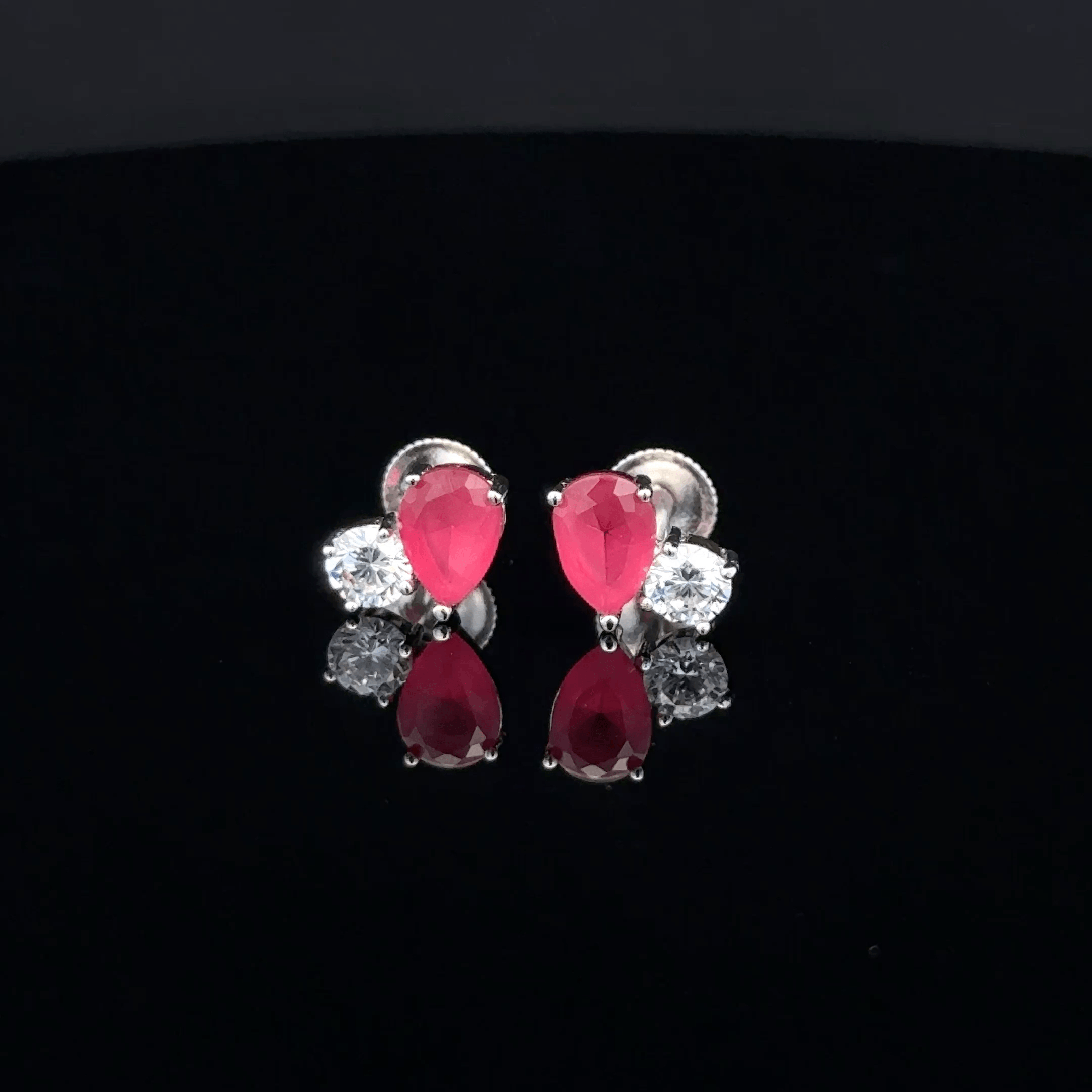Two-Stone Pear and Round Cluster Earrings