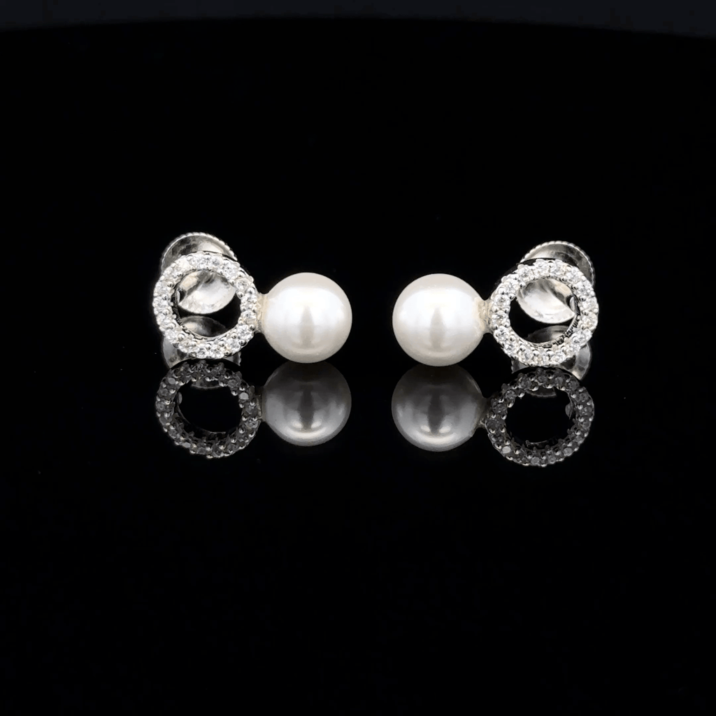 Minimalist Pearl and Open Circle Studs