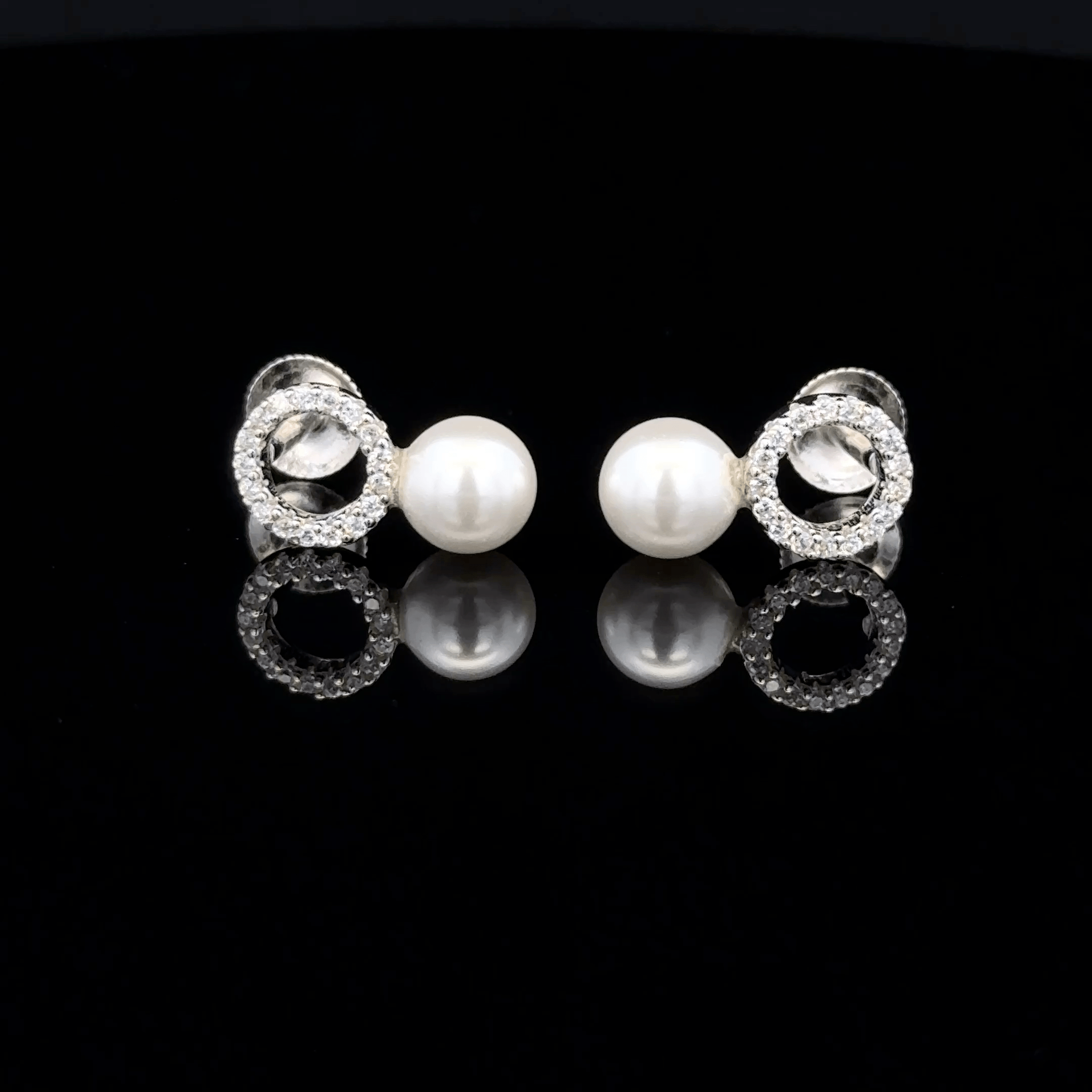 Minimalist Pearl and Open Circle Studs