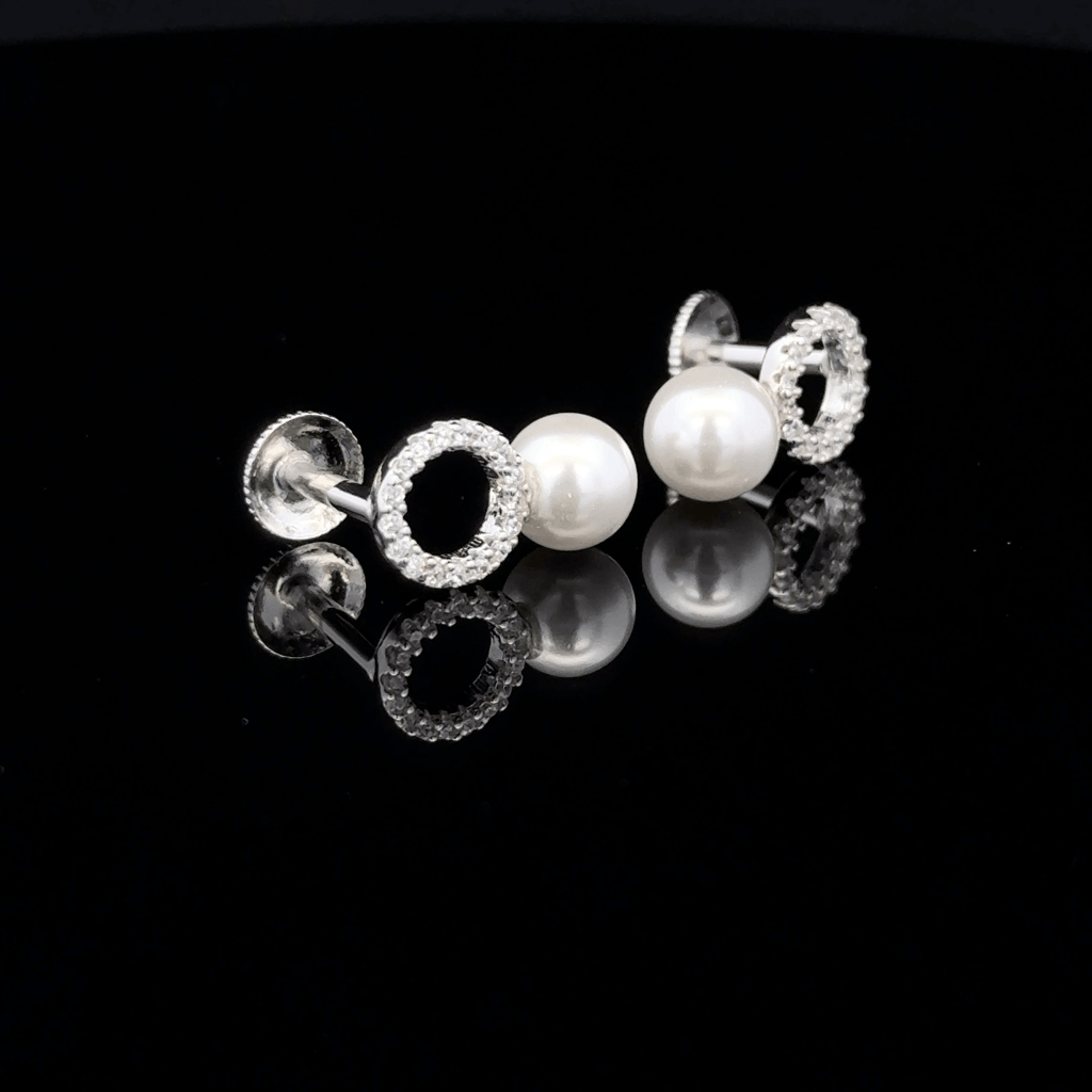 Minimalist Pearl and Open Circle Studs