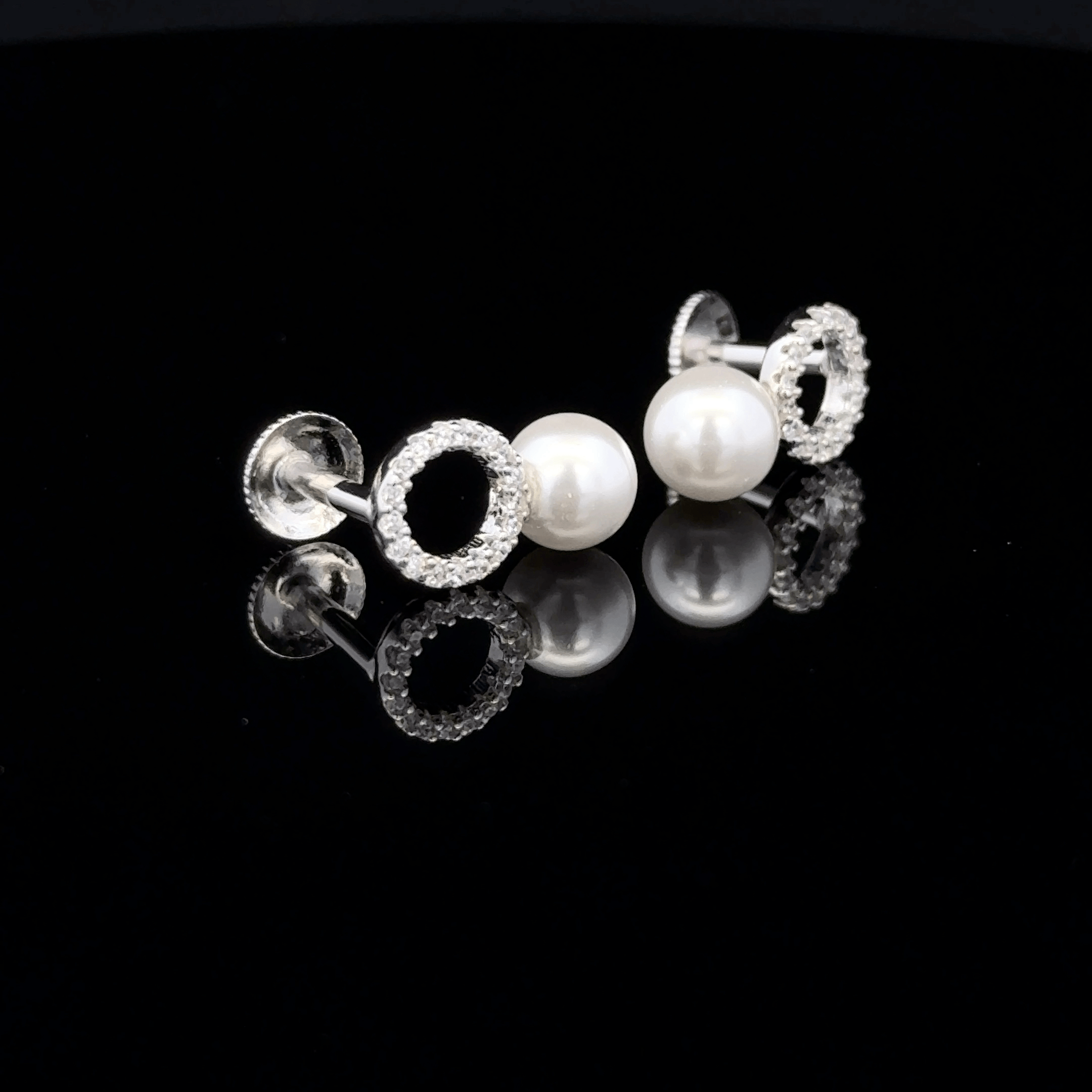 Minimalist Pearl and Open Circle Studs