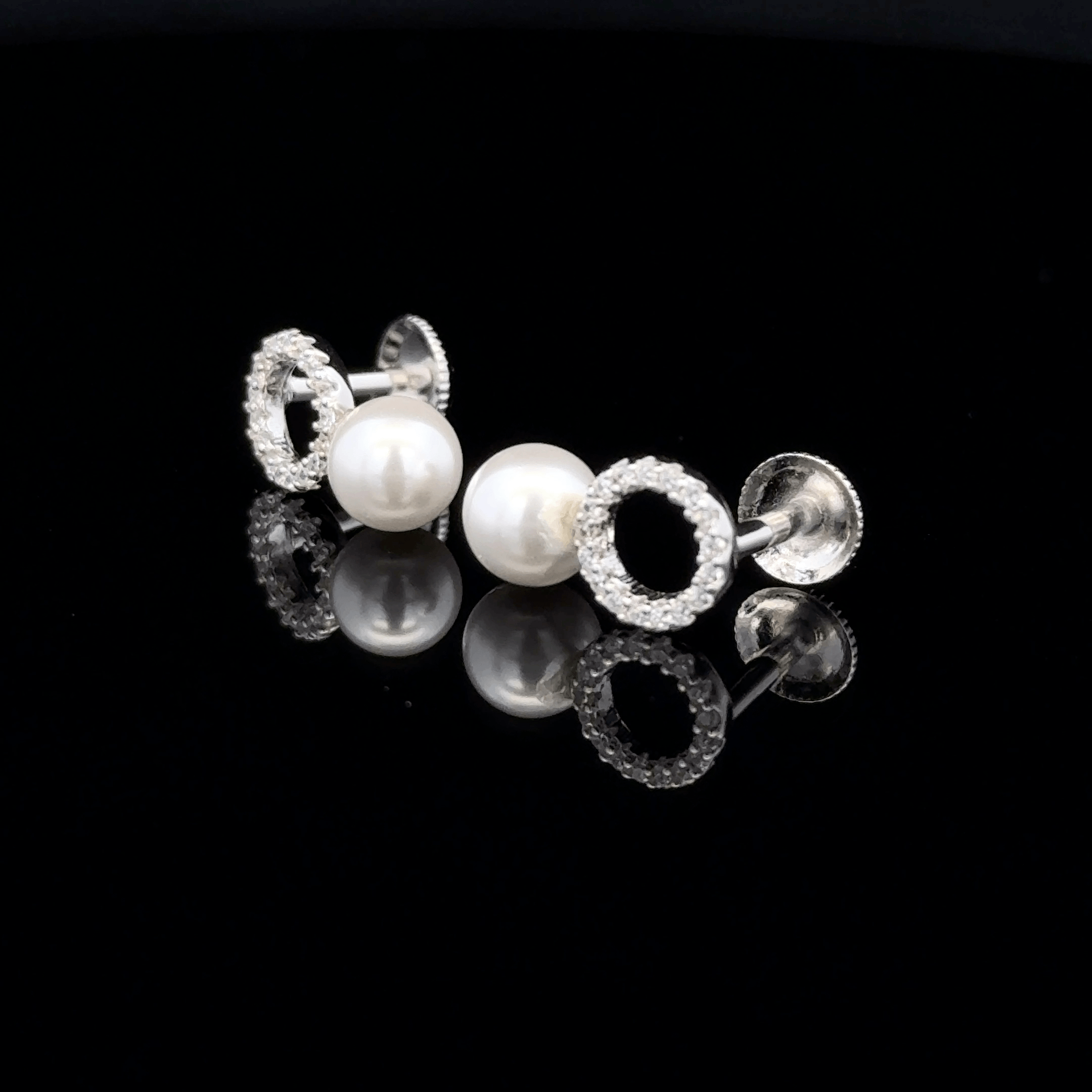Minimalist Pearl and Open Circle Studs