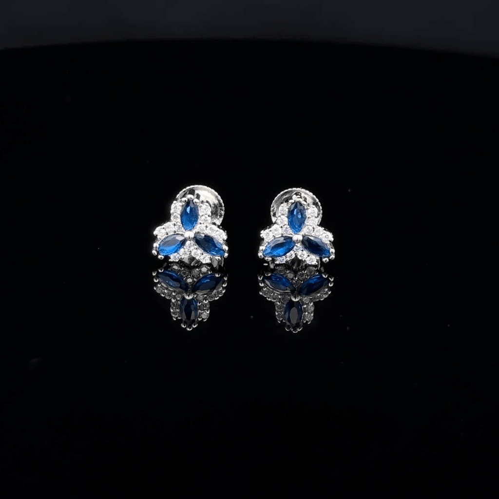 Sapphire Blue Marquise Cluster Earrings