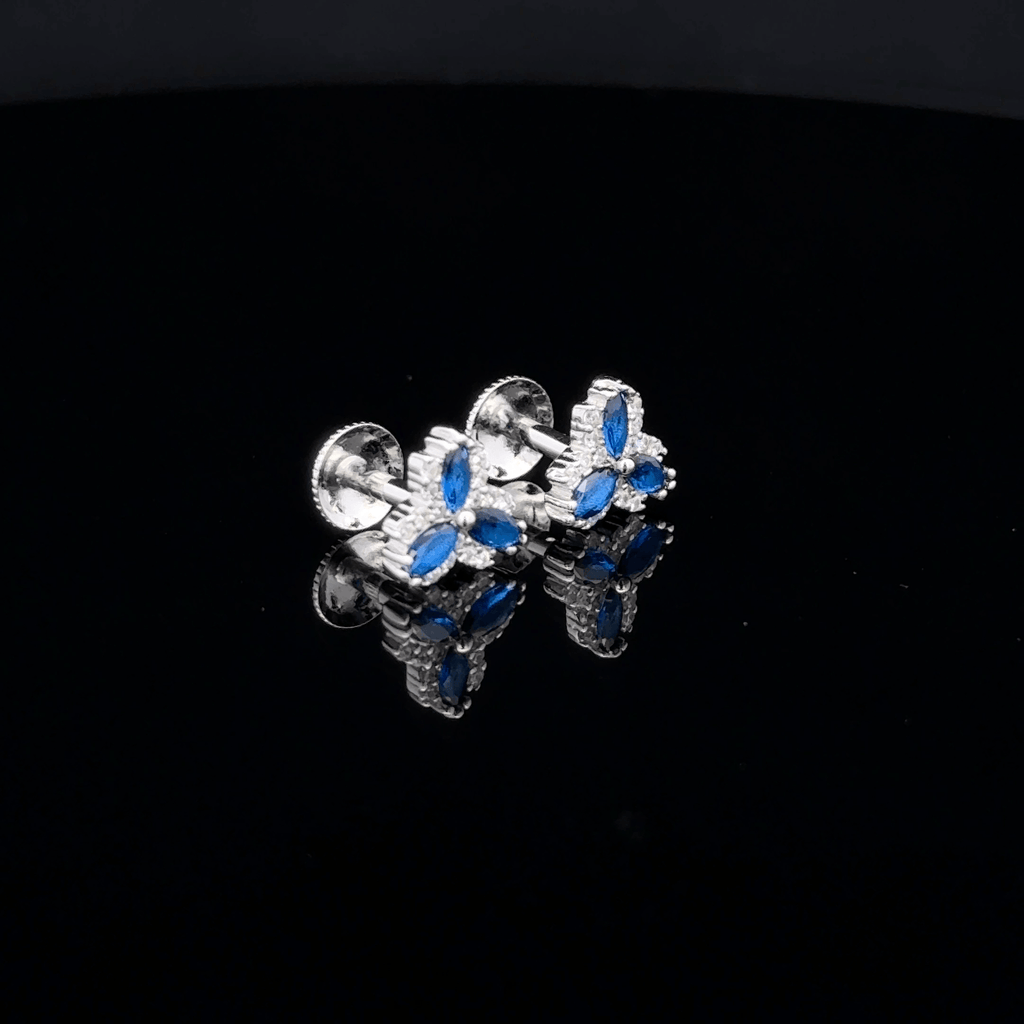Sapphire Blue Marquise Cluster Earrings