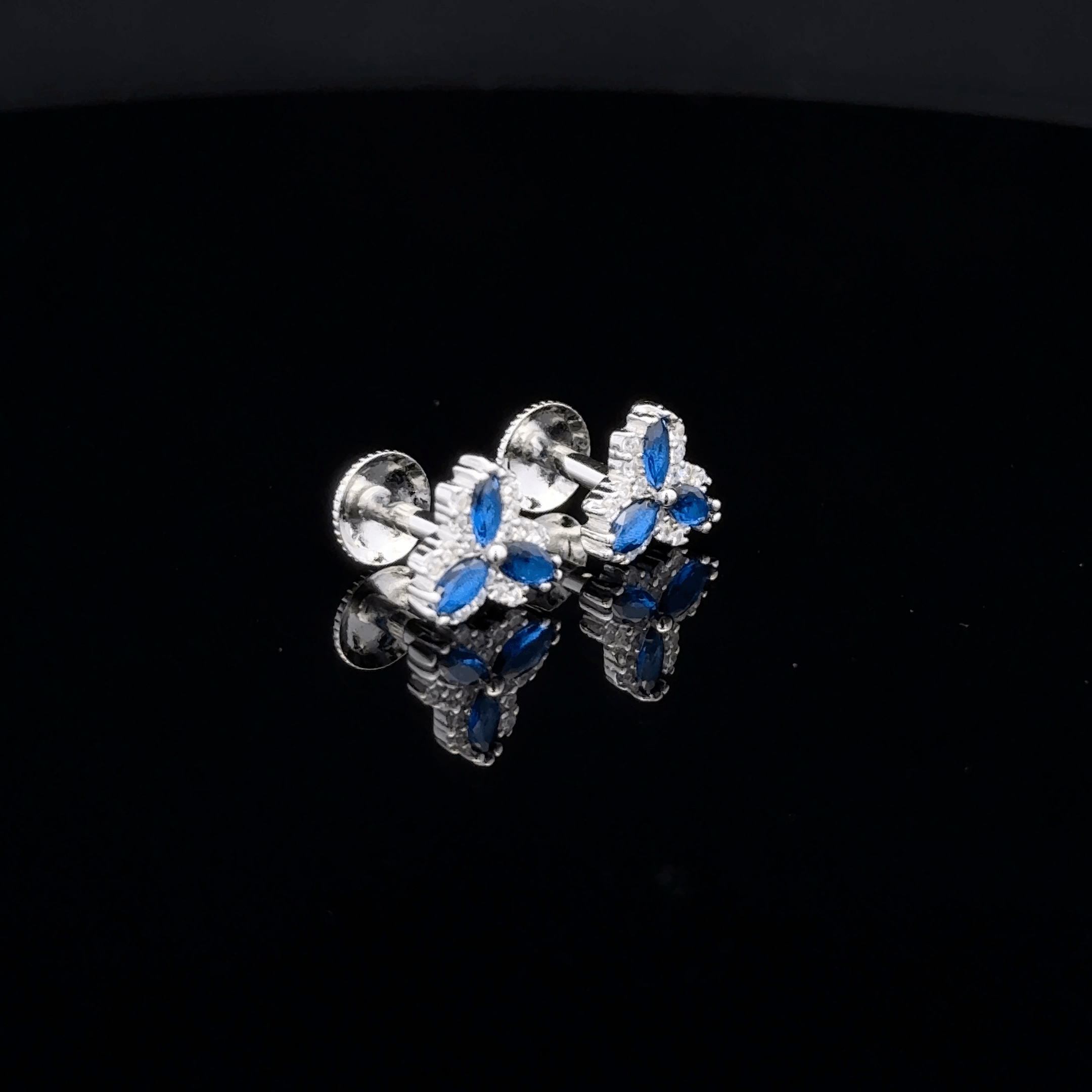 Sapphire Blue Marquise Cluster Earrings