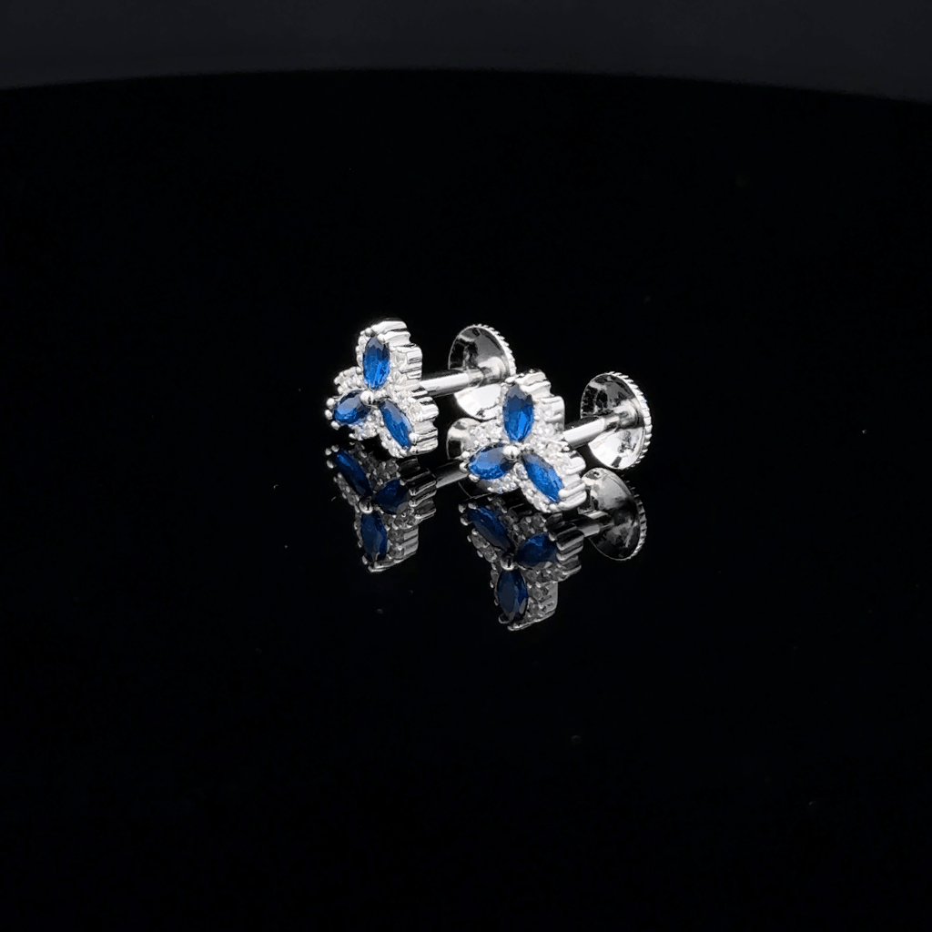 Sapphire Blue Marquise Cluster Earrings