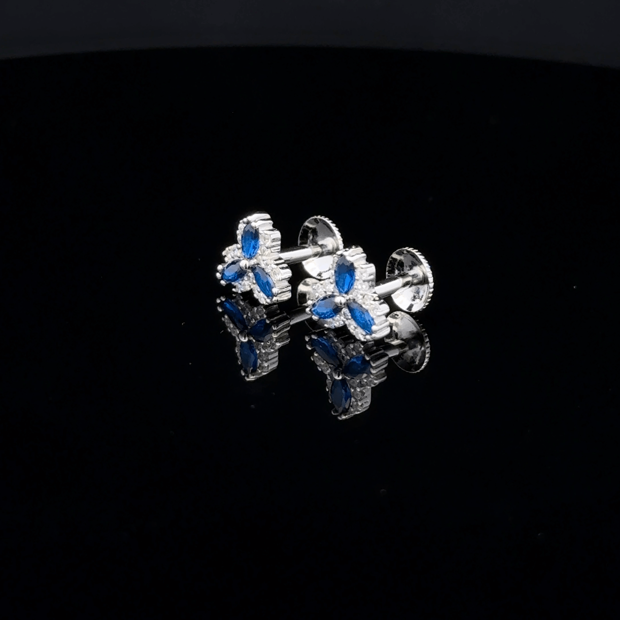 Sapphire Blue Marquise Cluster Earrings
