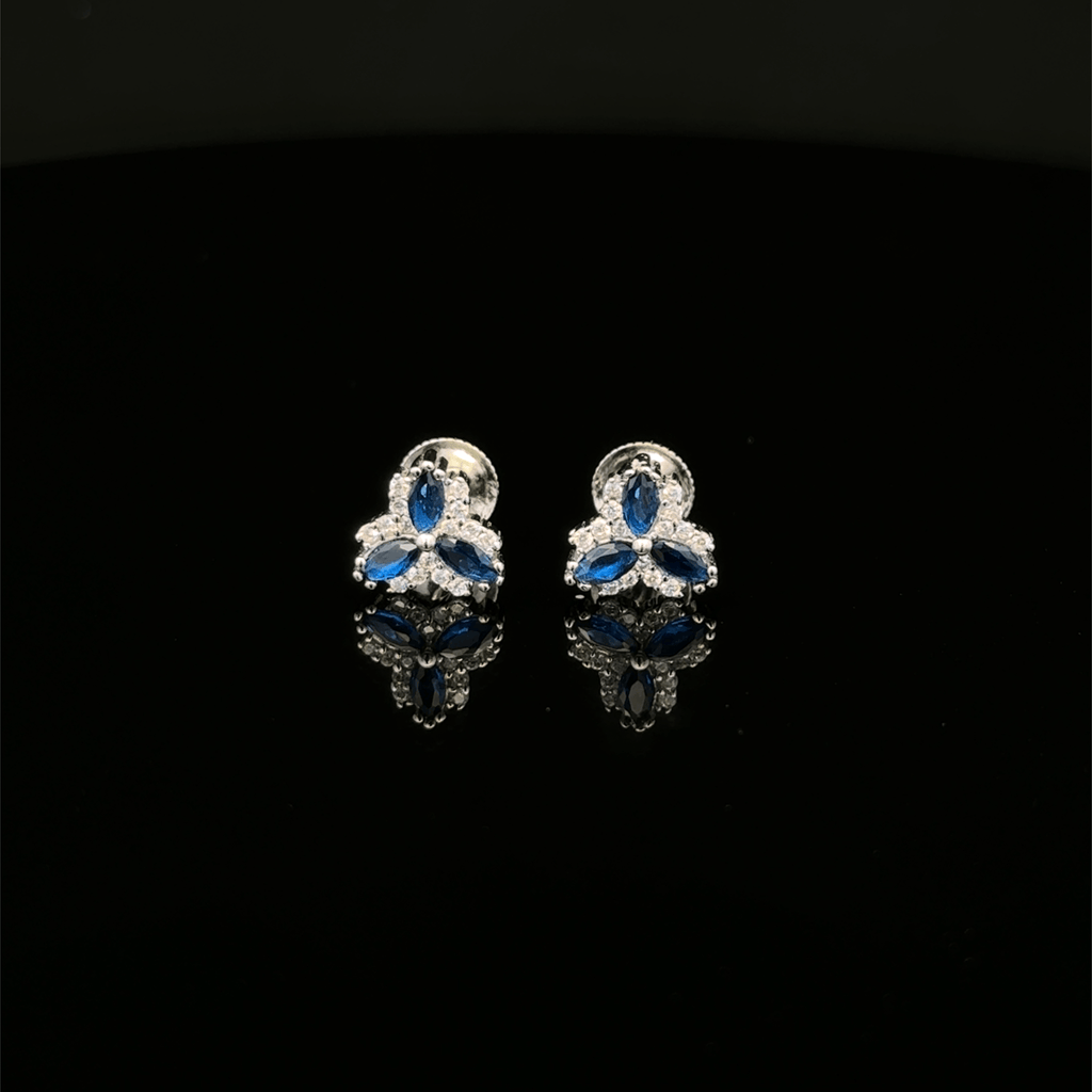 Sapphire Blue Marquise Cluster Earrings