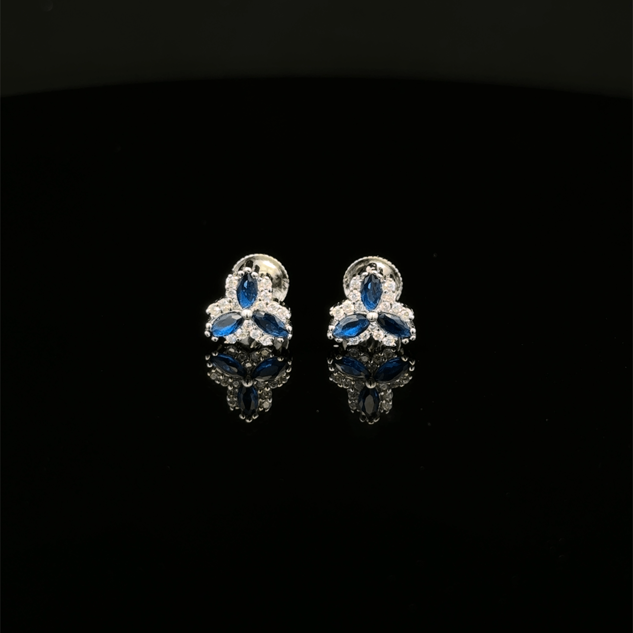 Sapphire Blue Marquise Cluster Earrings