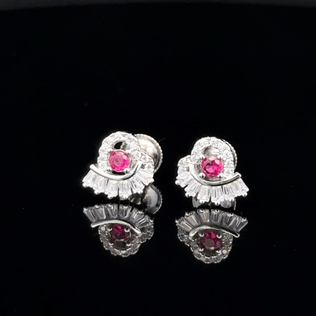Modern Baguette-Cut Floral Earrings