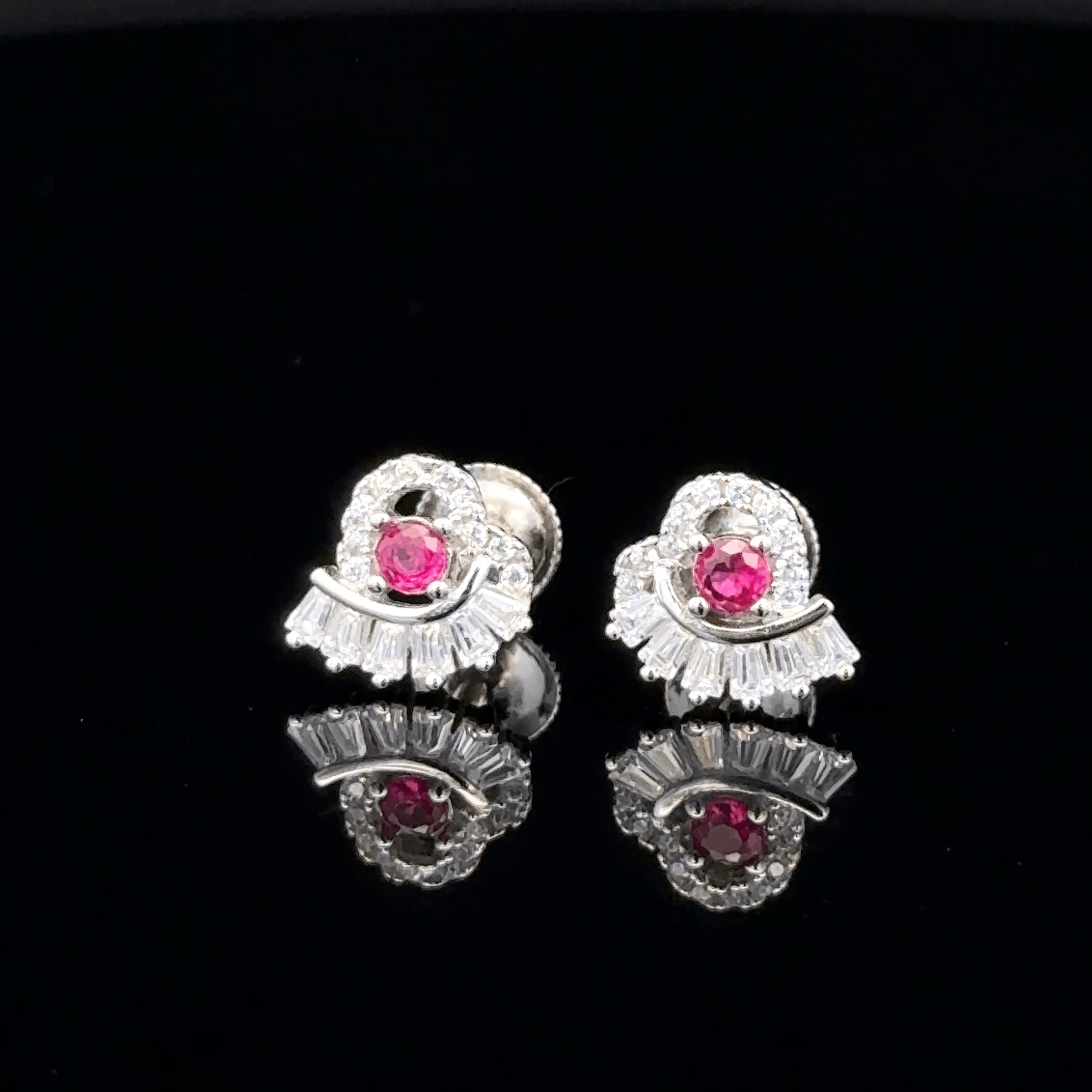 Modern Baguette-Cut Floral Earrings