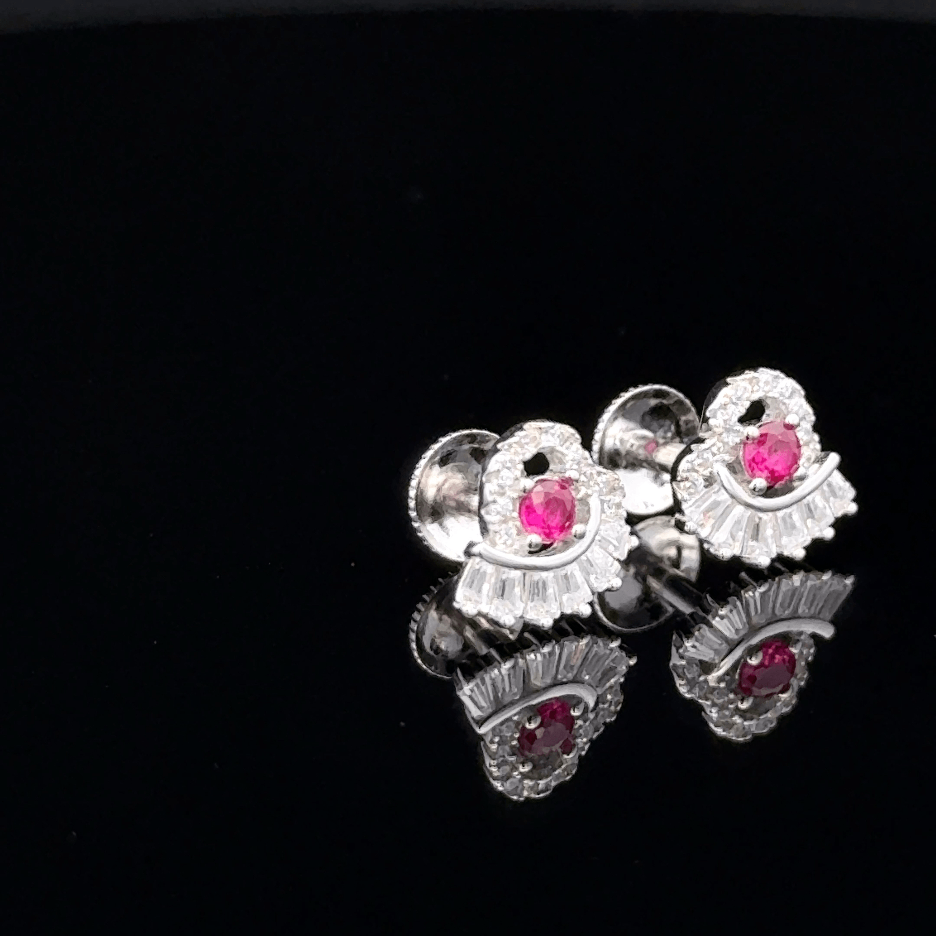 Modern Baguette-Cut Floral Earrings