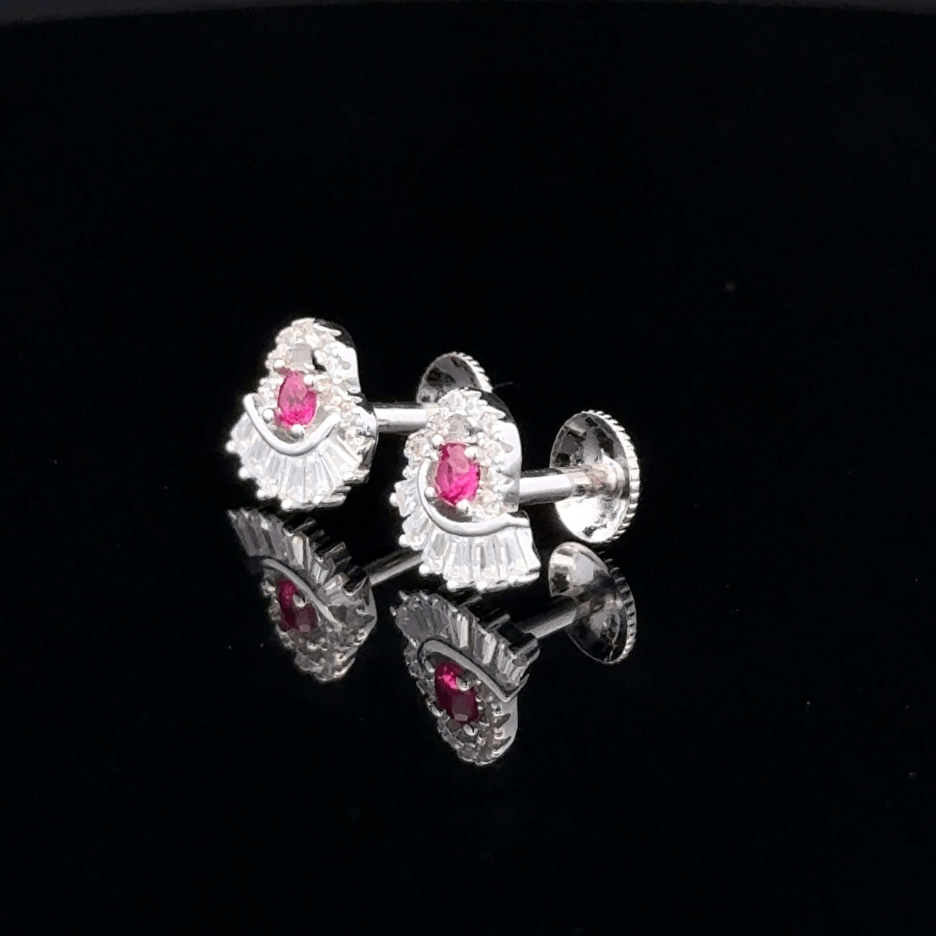 Modern Baguette-Cut Floral Earrings