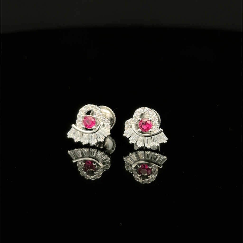 Modern Baguette-Cut Floral Earrings