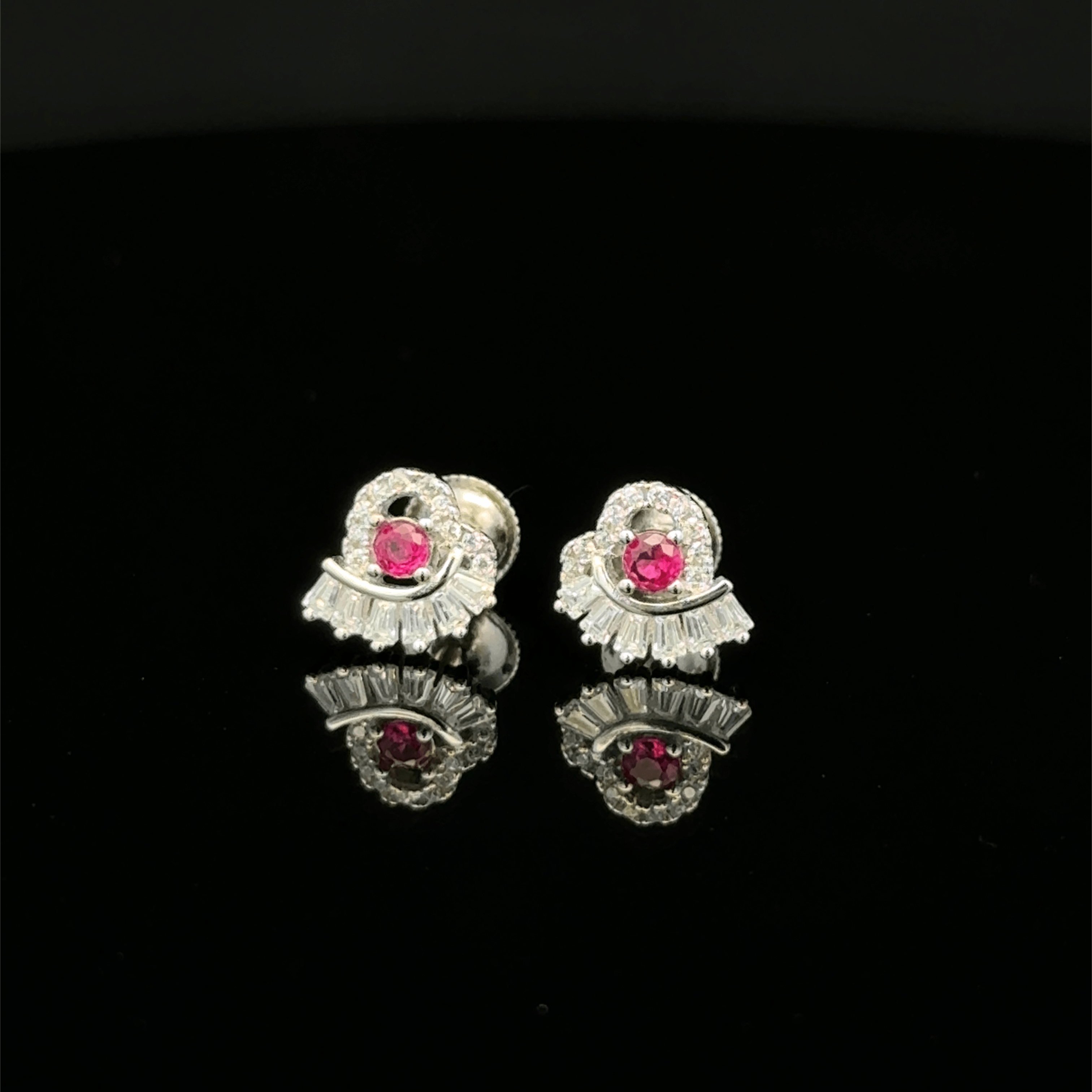 Modern Baguette-Cut Floral Earrings