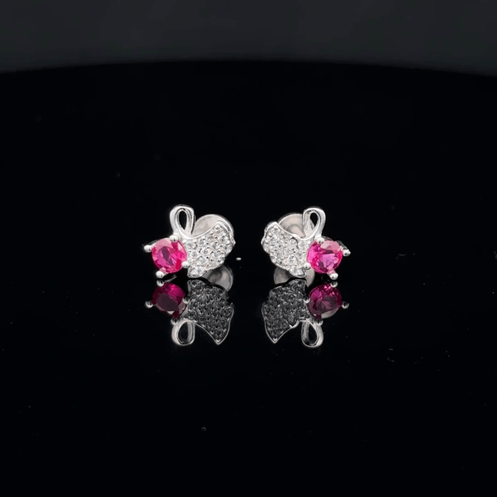 Pink Gemstone Swan Post Earrings